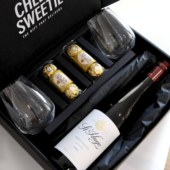Riesling wine gift hamper with gourmet treats